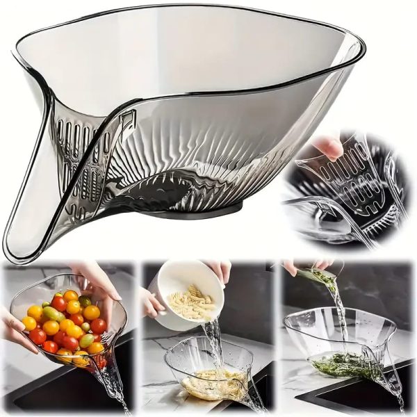 Drain Basket Bowl With Strainer Container, Kitchen Sink Food Catcher Drainer Fruit Rinser Vegetable Washing Filter Bowl Over The Sink Colander