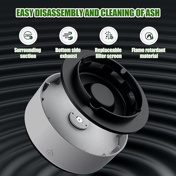 2-in-1 Air Purifier Quiet Ashtray, Ashtray Multifunction Electronic Smokeless Car Ashtray.