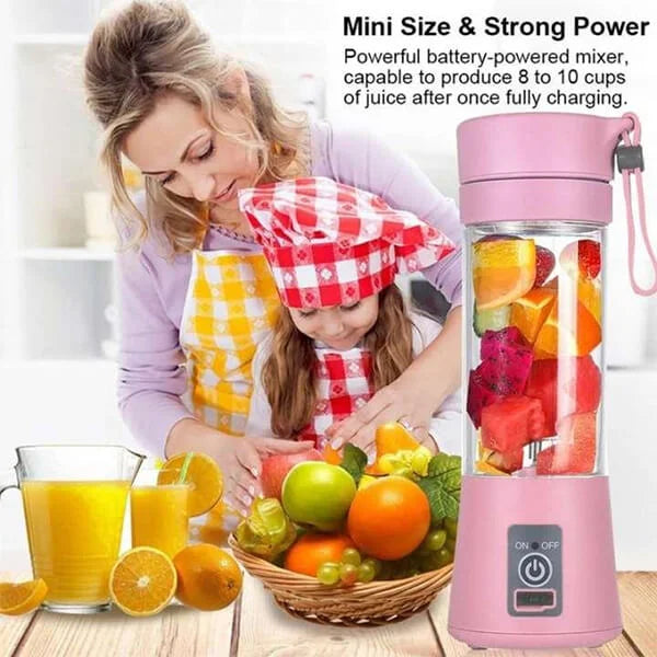 6 Blades Electric Blender Mini Portable Juicer Usb Rechargeable 380ml (random Color)