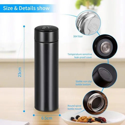 Temperature Display Vacuum Insulated Water Bottle Thermo Flask Made Of Premium Stainless Steel Coffee Cup (random Color)( 500ml )