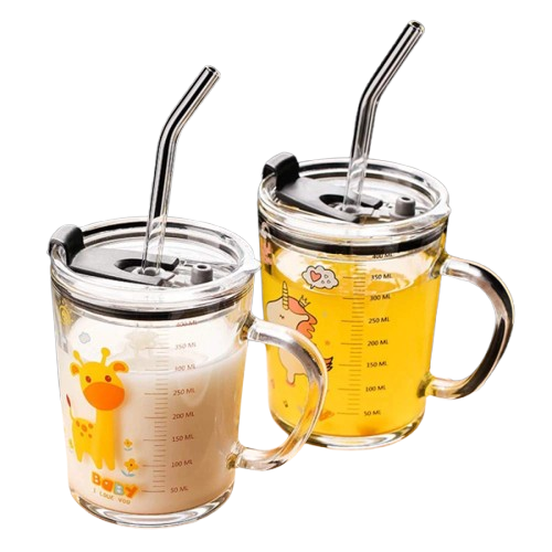 Glass Mug With Straw And Lid