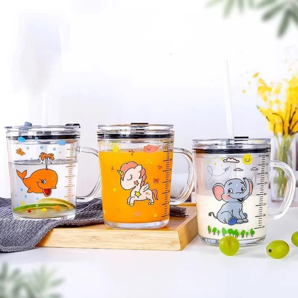 Glass Mug With Straw And Lid