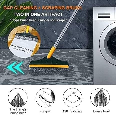 2 in 1 Cleaning Brush Floor Scrub Broom Wiper Scraper