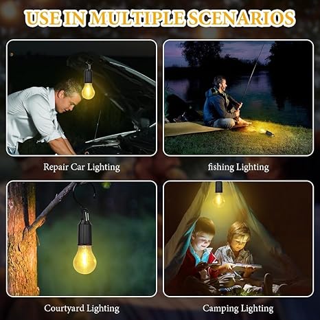 Rechargeable Portable Led Camping Lantern, Tent Lamp With Clip Hook.