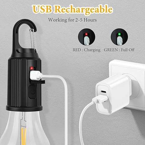 Rechargeable Portable Led Camping Lantern, Tent Lamp With Clip Hook.