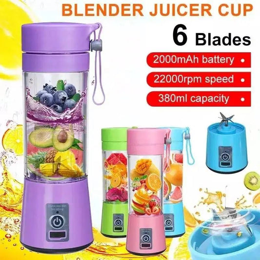 6 Blades Electric Blender Mini Portable Juicer Usb Rechargeable 380ml (random Color)