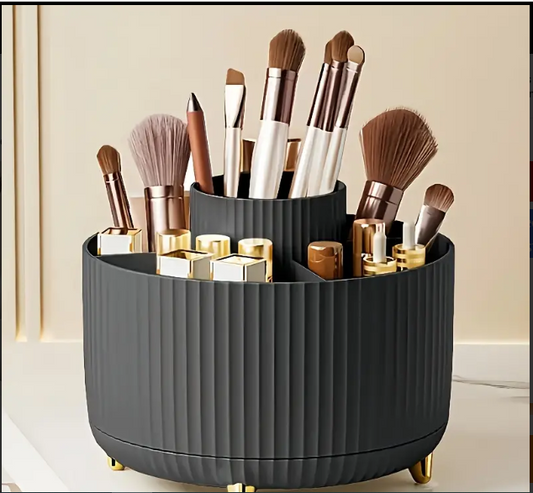 Rotating Makeup Organizer, 360 Degree Rotation, Minimalist Design, High-Gloss ABS Plastic, Perfect For Bedroom, Vanity, Bathroom Storage