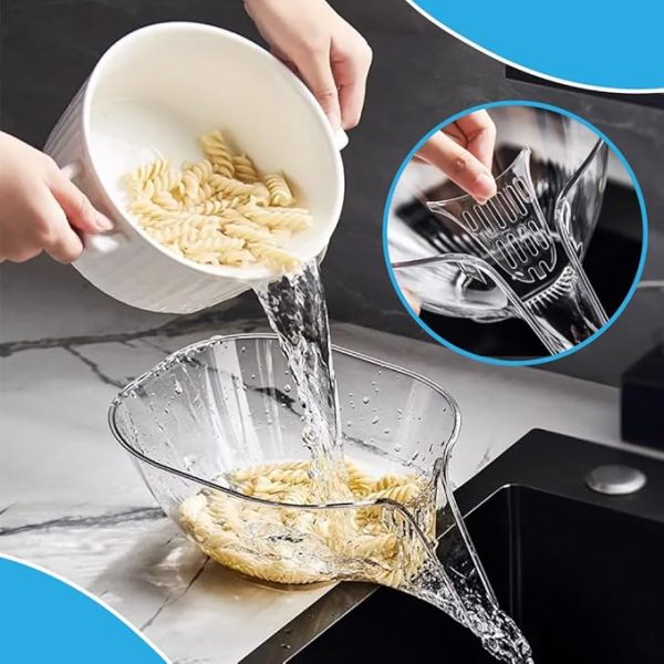 Drain Basket Bowl With Strainer Container, Kitchen Sink Food Catcher Drainer Fruit Rinser Vegetable Washing Filter Bowl Over The Sink Colander