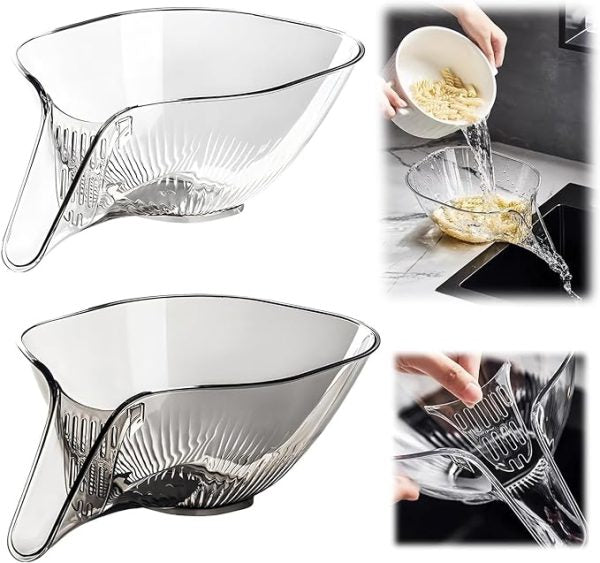 Drain Basket Bowl With Strainer Container, Kitchen Sink Food Catcher Drainer Fruit Rinser Vegetable Washing Filter Bowl Over The Sink Colander